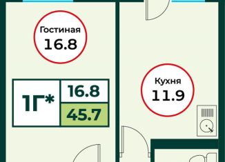 Продам 1-комнатную квартиру, 45.7 м2, посёлок Солонцы, жилой комплекс Эко, 3