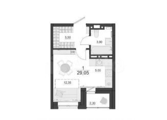 1-ком. квартира на продажу, 29.1 м2, Красноярск, Октябрьский район