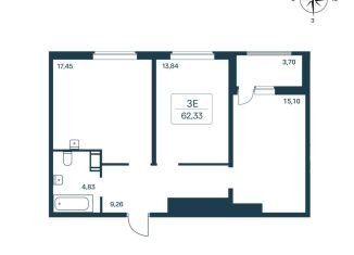 Продаю 2-ком. квартиру, 62.3 м2, Ленинградская область