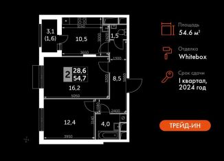 Продаю 2-ком. квартиру, 54.6 м2, Московская область, Римский проезд, 7