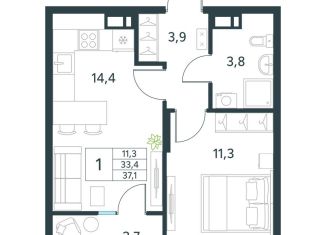 Продажа 1-ком. квартиры, 37.1 м2, Забайкальский край