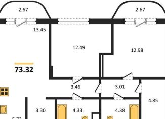 Продажа 2-ком. квартиры, 73.3 м2, Новосибирск, Кедровая улица, с45к1