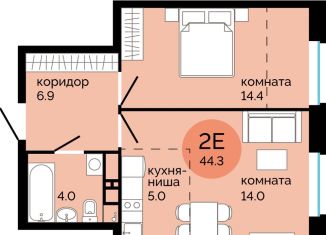 Продам 2-ком. квартиру, 44.3 м2, Пермь, улица Яблочкова, 5к4