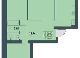 Продажа 3-ком. квартиры, 78.3 м2, Красноярск, Советский район