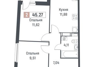 Продается двухкомнатная квартира, 44.2 м2, Мурино, ЖК Авиатор