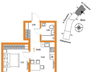 Продается 1-ком. квартира, 30.9 м2, Новосибирск, метро Заельцовская