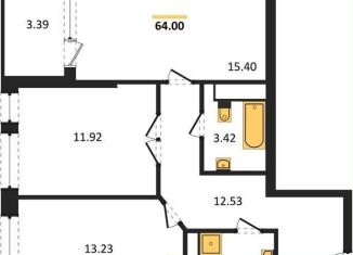 Продаю двухкомнатную квартиру, 62.3 м2, Воронеж, набережная Чуева, 7