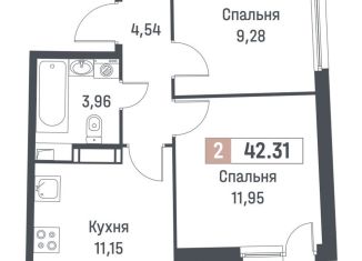 Продам двухкомнатную квартиру, 40.9 м2, Ленинградская область