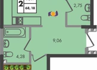 2-комнатная квартира на продажу, 68.2 м2, Краснодар, Прикубанский округ, улица имени Генерала Брусилова, 5лит1.1