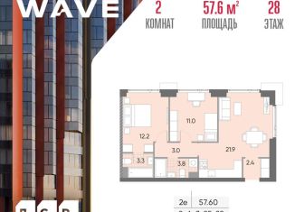 Продажа 2-комнатной квартиры, 57.6 м2, Москва, станция Москворечье