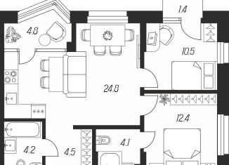 Продается двухкомнатная квартира, 66.7 м2, Тула, улица Михеева, 9А