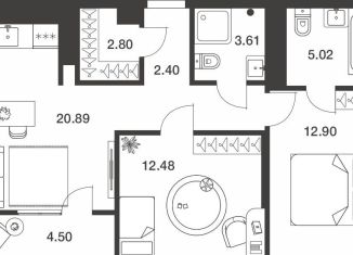 Продаю 2-ком. квартиру, 64.6 м2, 