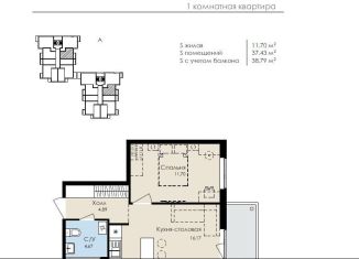 Продается 1-ком. квартира, 38.7 м2, Ленинградская область, улица Достоевского, 1