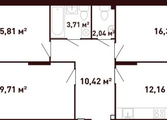 Трехкомнатная квартира на продажу, 81.5 м2, Екатеринбург, метро Уралмаш, улица Калинина, 55