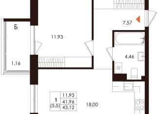 Продаю 1-ком. квартиру, 43.1 м2, Санкт-Петербург