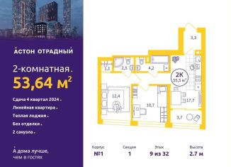 Продам двухкомнатную квартиру, 53.6 м2, Екатеринбург, улица Репина, 111