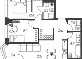 Продам двухкомнатную квартиру, 72.7 м2, Тула, улица Михеева, 9