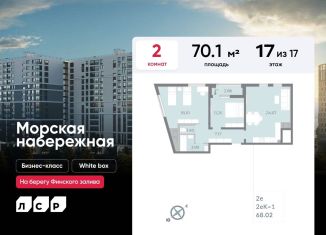 Продаю 2-ком. квартиру, 70.1 м2, Санкт-Петербург, муниципальный округ Гавань, набережная Миклухо-Маклая, 3к2