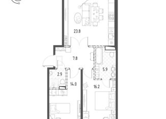 Продажа двухкомнатной квартиры, 70.4 м2, Санкт-Петербург, метро Пионерская, Лисичанская улица, 15