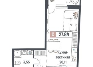 Продам квартиру студию, 27.8 м2, Мурино