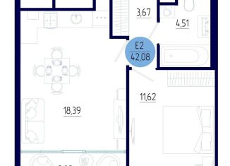 Однокомнатная квартира на продажу, 42.1 м2, Рязанская область