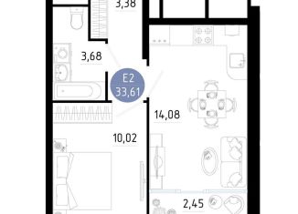 Продаю 1-комнатную квартиру, 33.6 м2, Рязань