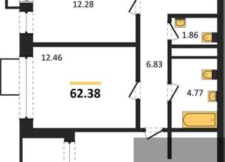 2-комнатная квартира на продажу, 62.4 м2, Воронеж, набережная Чуева, 7, Железнодорожный район