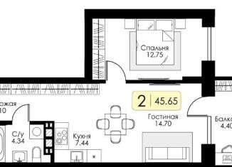 Продаю 2-комнатную квартиру, 45.7 м2, Тверь