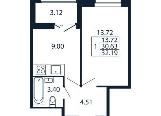 Продажа 1-ком. квартиры, 33.8 м2, Ленинградская область