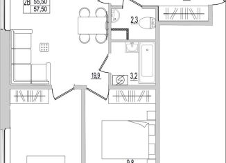 Продажа 2-комнатной квартиры, 57.5 м2, Ульяновская область, Нижняя Северная улица, 44