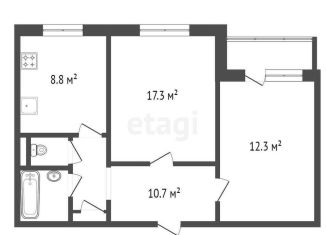 Продажа двухкомнатной квартиры, 52.8 м2, Красноярск, улица Ады Лебедевой, 31/38, Центральный район