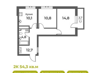 Продаю двухкомнатную квартиру, 54.3 м2, Кемеровская область, Уфимская улица, 4