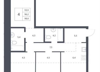 Продается 4-комнатная квартира, 98.2 м2, Новосибирск, Красный проспект, 236