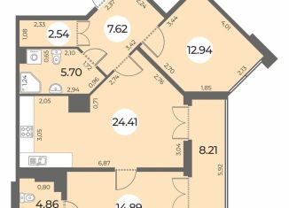 Двухкомнатная квартира на продажу, 74 м2, Санкт-Петербург, метро Автово