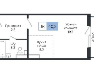 Продам однокомнатную квартиру, 40.2 м2, Красноярский край, жилой комплекс Три слона, 1