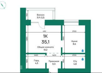 1-ком. квартира на продажу, 35.1 м2, Барнаул