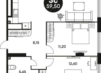 Продажа 2-комнатной квартиры, 59.5 м2, Ростов-на-Дону, Красноармейская улица, 254