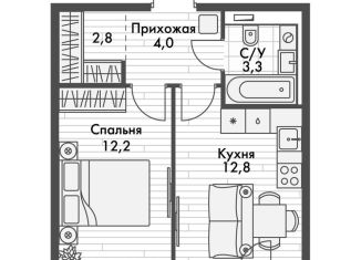 1-комнатная квартира на продажу, 35.5 м2, Казань