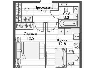 Продажа однокомнатной квартиры, 35.1 м2, Казань