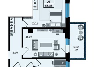 Продам двухкомнатную квартиру, 55.3 м2, Ростов-на-Дону, Раздорская улица, 2А