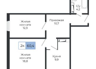 Продаю 2-комнатную квартиру, 60.4 м2, Красноярский край, жилой комплекс Три слона, 3