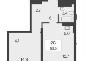 2-ком. квартира на продажу, 53.5 м2, Новосибирск, метро Заельцовская