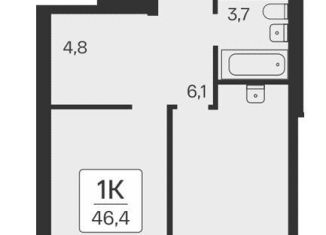 Продажа 1-ком. квартиры, 46.4 м2, Новосибирская область