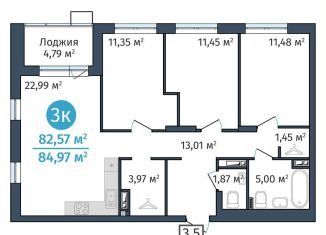 Продаю трехкомнатную квартиру, 82.6 м2, Тюменская область, Краснооктябрьская улица, 8