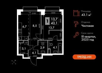 Продам однокомнатную квартиру, 43.1 м2, Москва, СЗАО, жилой комплекс Сидней Сити, к5/1