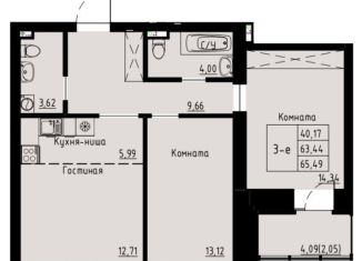 Продается двухкомнатная квартира, 65.5 м2, Красноярск