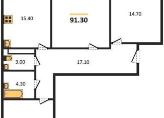 Продажа трехкомнатной квартиры, 91.3 м2, Воронеж, ЖК Европейский, улица Станкевича, 45к1