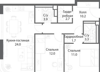 Продаю двухкомнатную квартиру, 68.6 м2, Москва, Даниловский район, жилой комплекс Нагатино Ай-Ленд, к1