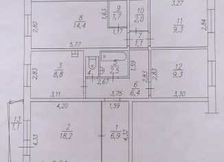 4-комнатная квартира на продажу, 80 м2, Красноярск, Саянская улица, 259, Свердловский район