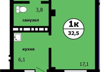 Продаю 1-ком. квартиру, 32.5 м2, Красноярск, Вишнёвая улица